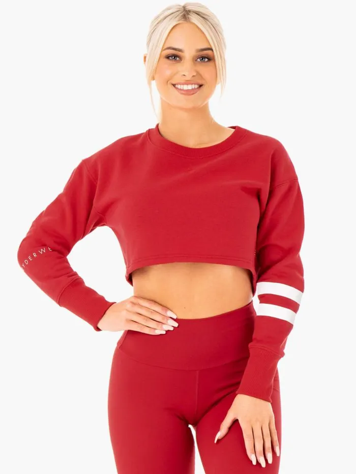 Jackets and Jumpers Womens Ryderwear Motion Cropped Sweater Red