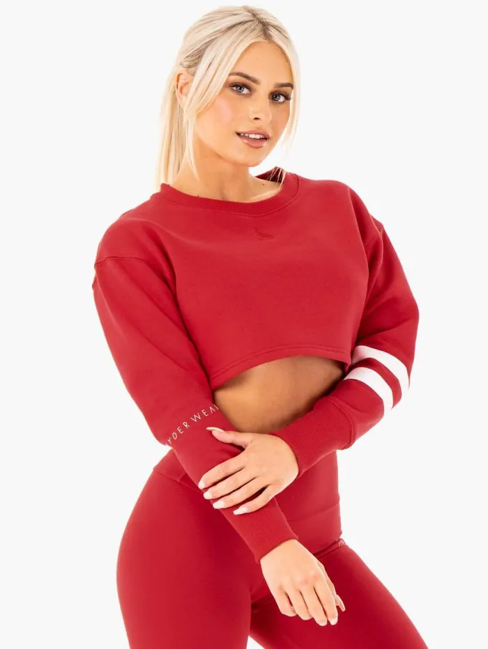 Jackets and Jumpers Womens Ryderwear Motion Cropped Sweater Red