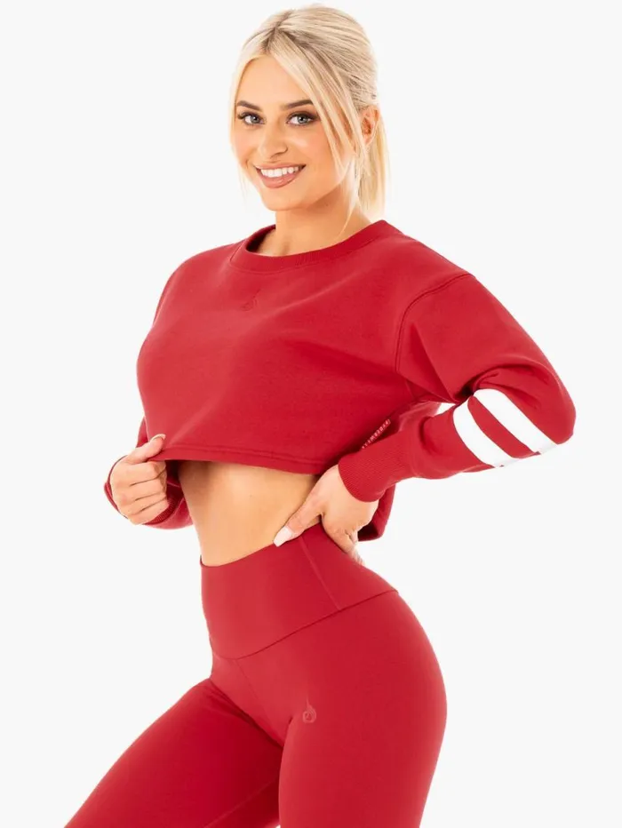 Jackets and Jumpers Womens Ryderwear Motion Cropped Sweater Red