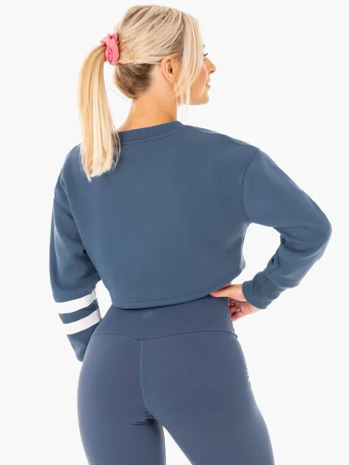 Jackets and Jumpers Womens Ryderwear Motion Cropped Sweater Steel Blue