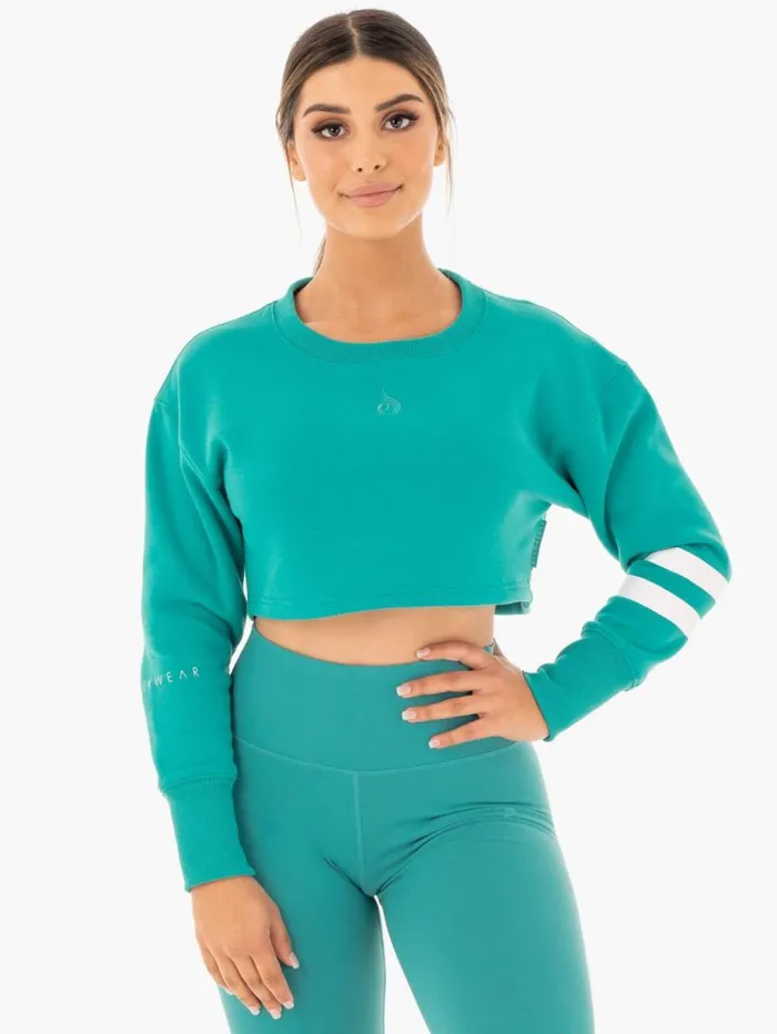 Jackets and Jumpers Womens Ryderwear Motion Cropped Sweater Teal