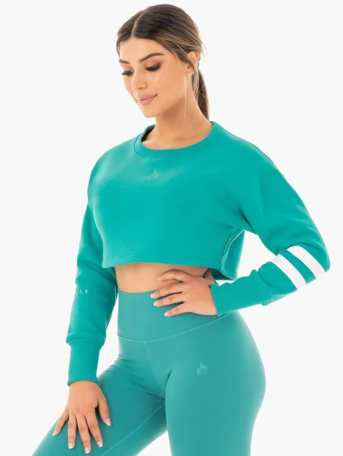 Jackets and Jumpers Womens Ryderwear Motion Cropped Sweater Teal