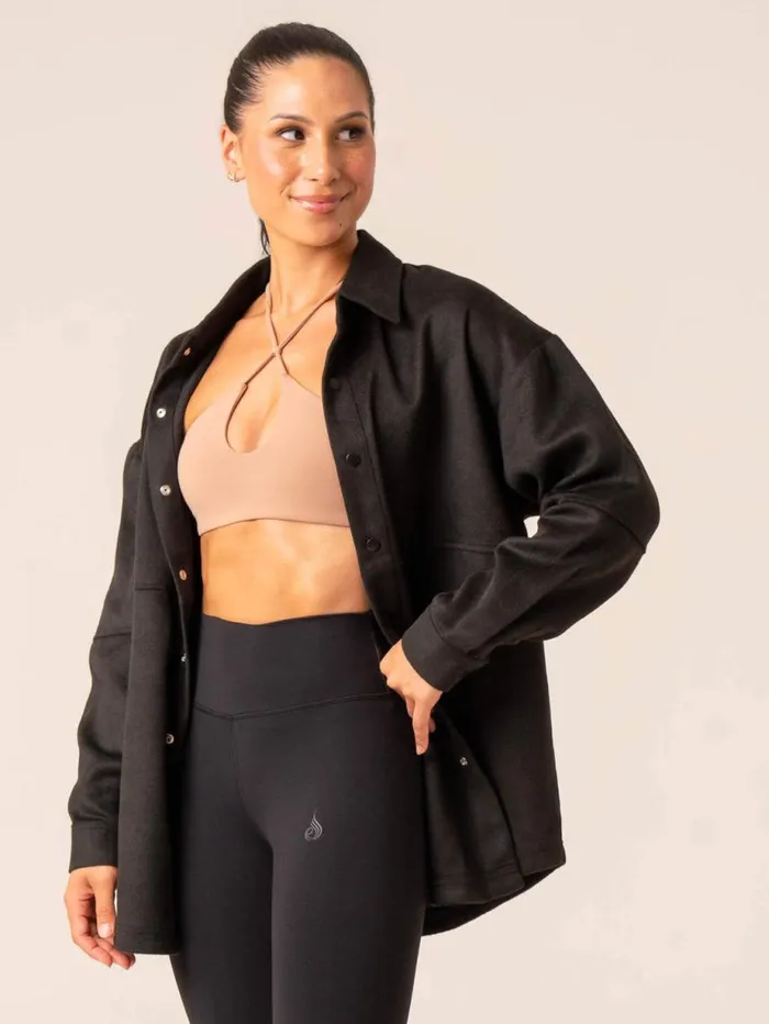 Jackets and Jumpers Womens Ryderwear Oversized Shacket Black
