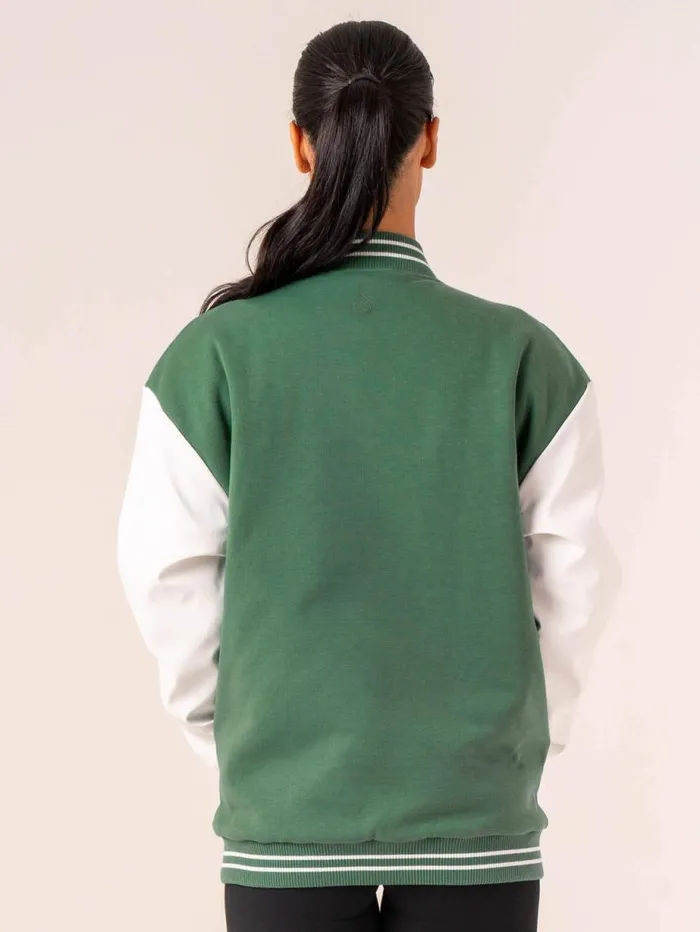 Jackets and Jumpers Womens Ryderwear Varsity Bomber Jacket Greenvanilla