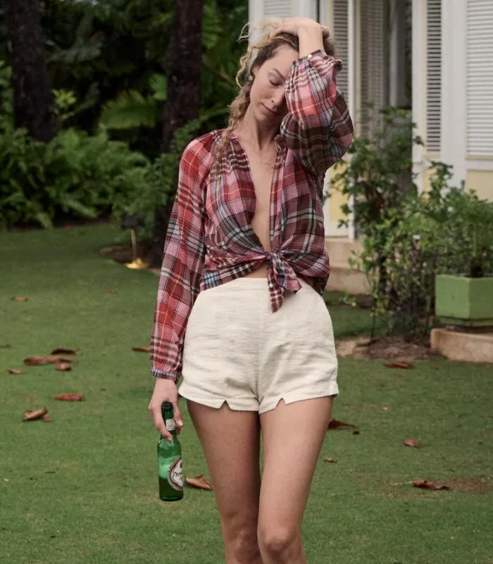 JANIS TOP Francine Plaid Shop DEN Tops