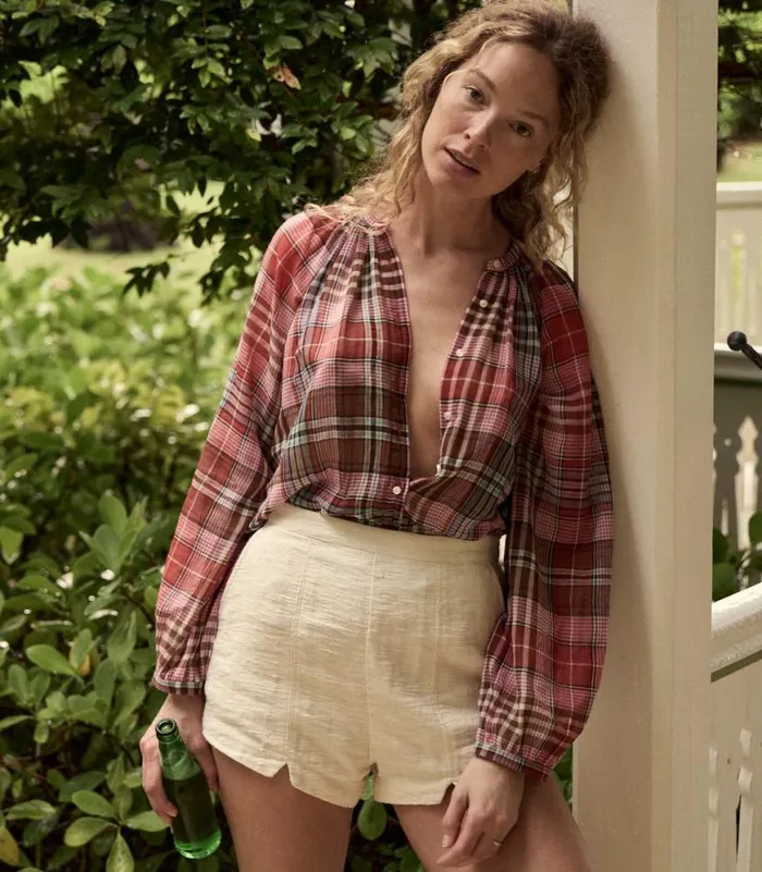 JANIS TOP Francine Plaid Shop DEN Tops