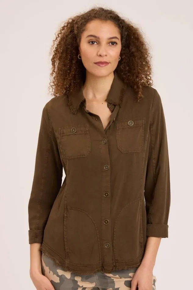 Jareth Shacket Boxwood Pigment Clothing XCVI ShirtsBlouses