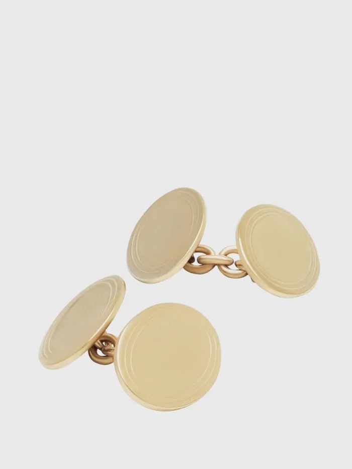 Jewelry Mens Paul Stuart Double Oval Engine Turned Cufflinks Gold