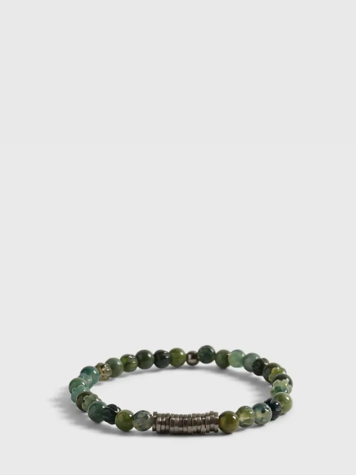 Jewelry Mens Paul Stuart Green Agate Beaded Bracelet Green