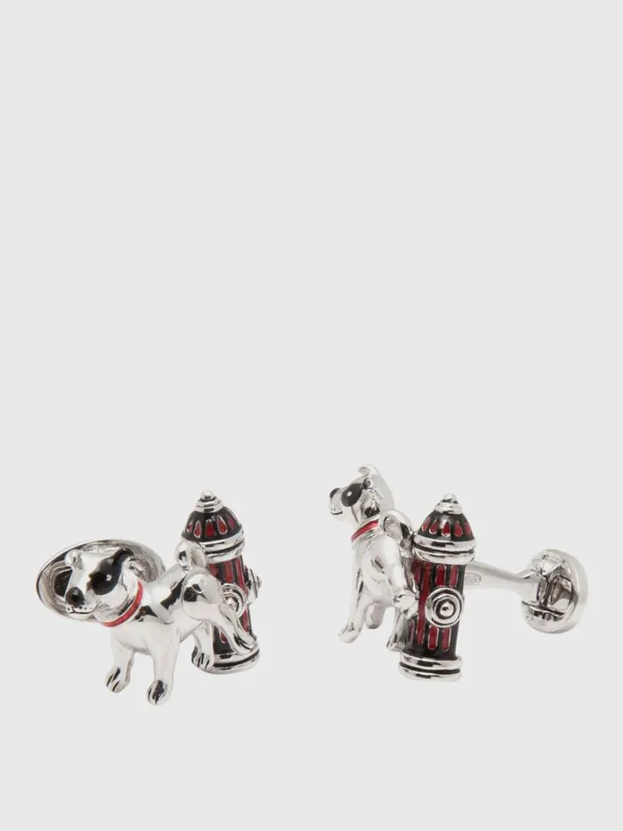 Jewelry Mens Paul Stuart Sterling Dog And Hydrant Redsterling