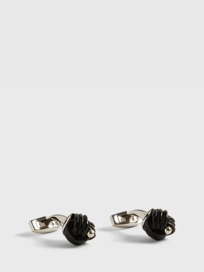 Jewelry Mens Paul Stuart Sterling Silver With Black Onyx Carved Knot Black