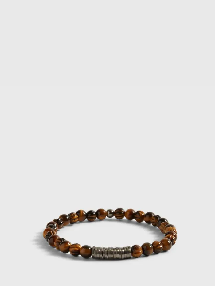 Jewelry Mens Paul Stuart Tiger Eye Beaded Bracelet Brown