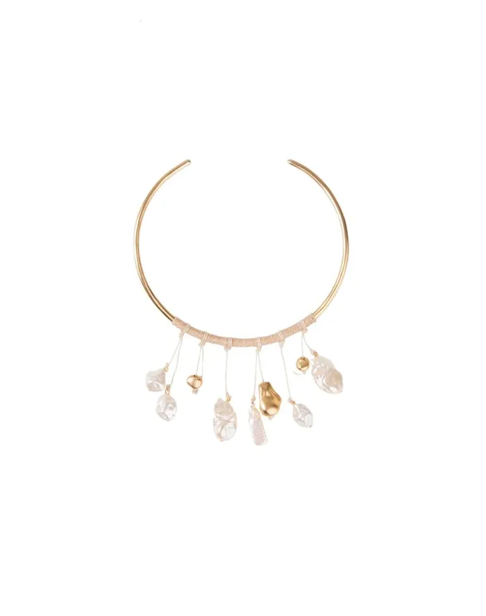 Jewelry Women ViX Paula Hermanny Pearl Hoop Necklace 8211 Gold