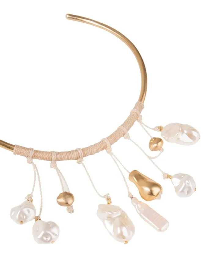 Jewelry Women ViX Paula Hermanny Pearl Hoop Necklace 8211 Gold