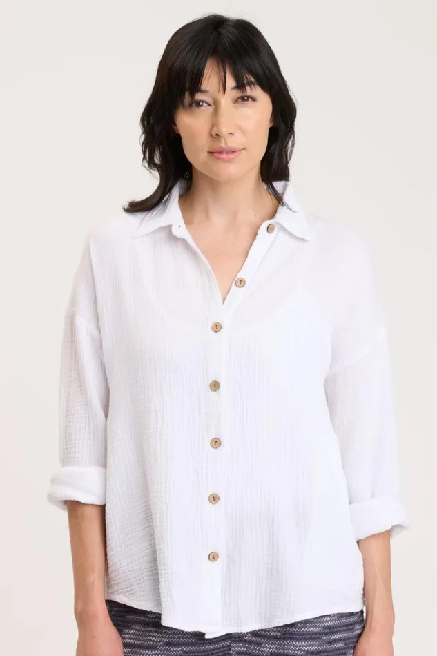 Judson Shacket White Clothing XCVI ShirtsBlouses