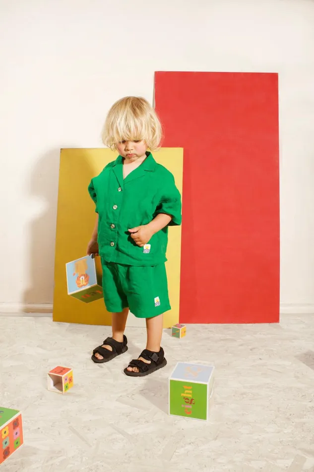 Kids Kids Basic Linen Shorts Grass LF Markey Kids