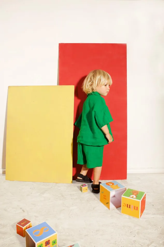 Kids Kids Basic Linen Shorts Grass LF Markey Kids
