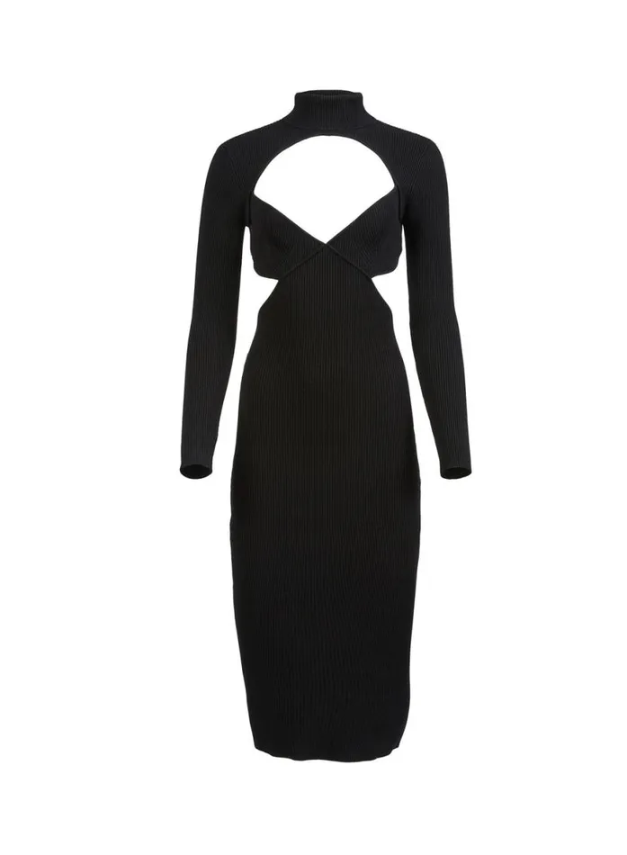 Knitwear Clothing Fleur Du Mal Knit Cross Back Midi Dress Black