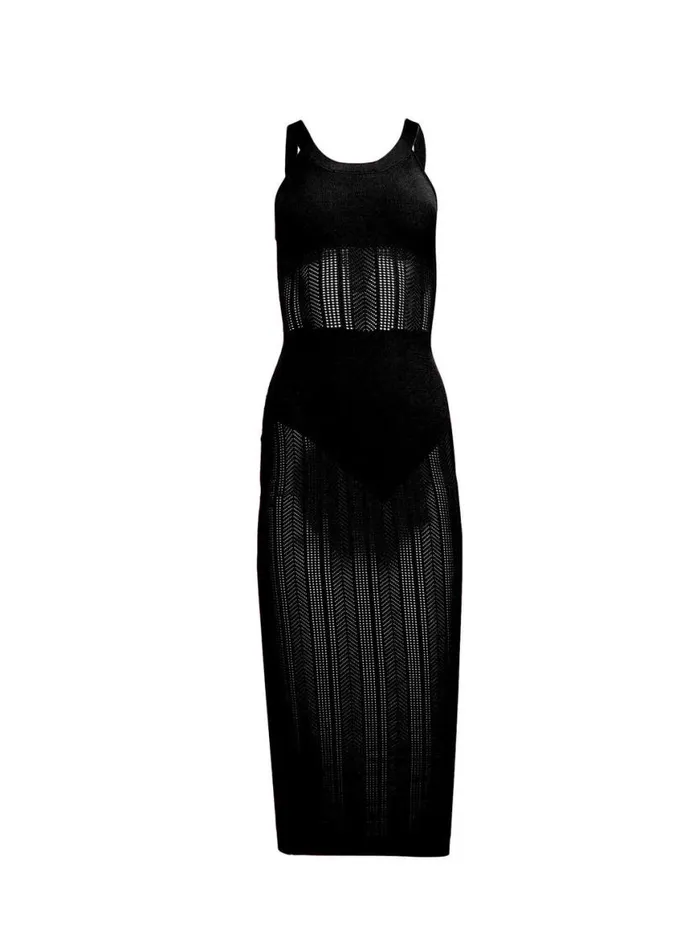 Knitwear Clothing Fleur Du Mal Linear Pointelle Knit Dress Black