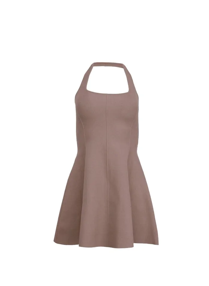 Knitwear Clothing Fleur Du Mal Sofia Flared Dress Stone Grey