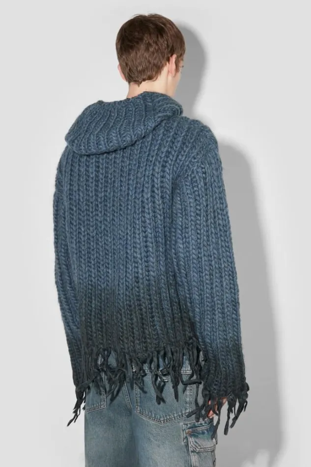 Knitwear Men MISBHV Coated Bulky Knitted Hoodie Denim Blue