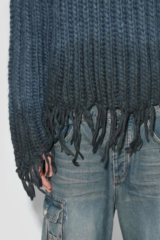 Knitwear Men MISBHV Coated Bulky Knitted Hoodie Denim Blue