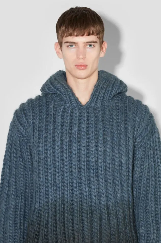 Knitwear Men MISBHV Coated Bulky Knitted Hoodie Denim Blue