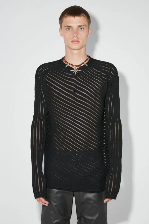 Knitwear Men MISBHV Monofilament Pinstripe Knitted Longsleeve Black