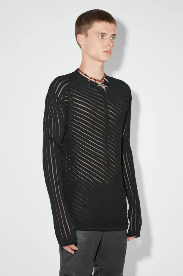 Knitwear Men MISBHV Monofilament Pinstripe Knitted Longsleeve Black