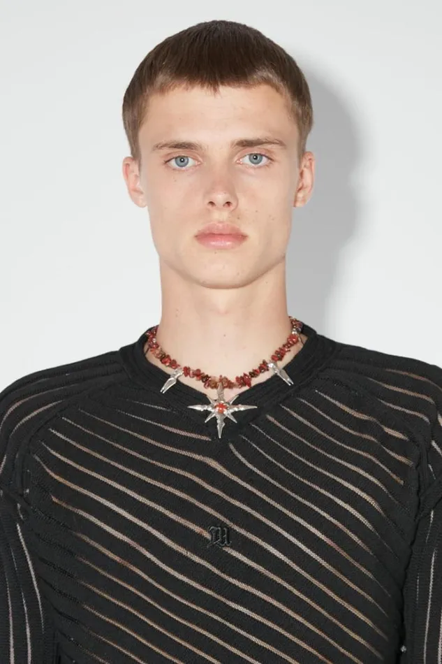 Knitwear Men MISBHV Monofilament Pinstripe Knitted Longsleeve Black