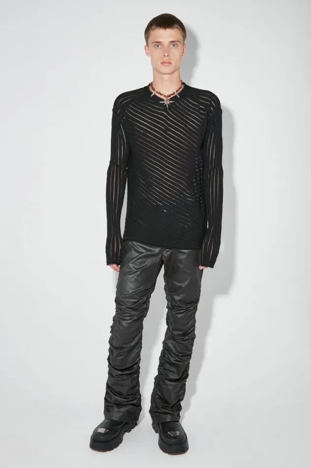 Knitwear Men MISBHV Monofilament Pinstripe Knitted Longsleeve Black