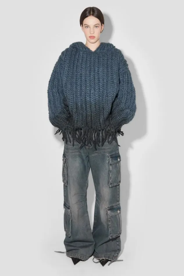 Knitwear Women MISBHV Coated Bulky Knitted Hoodie Denim Blue