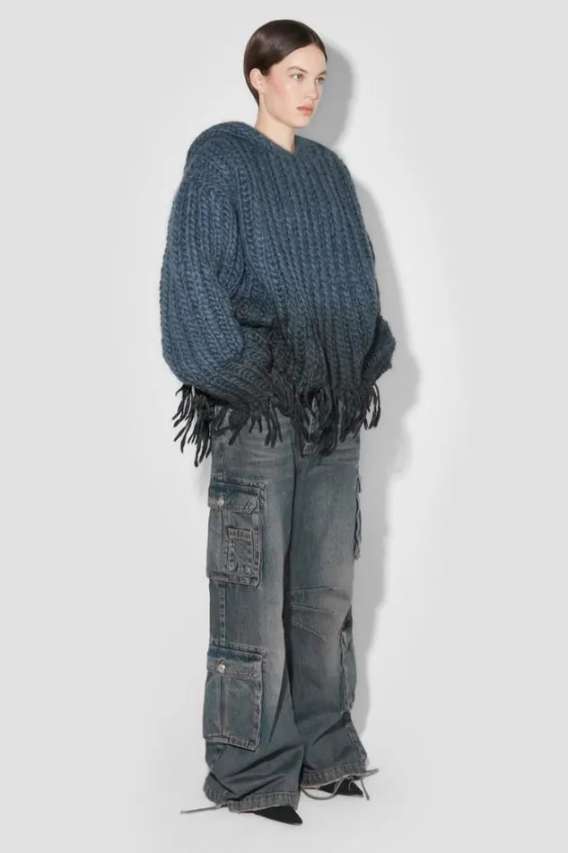 Knitwear Women MISBHV Coated Bulky Knitted Hoodie Denim Blue