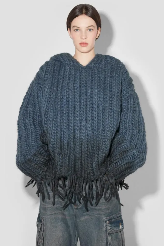 Knitwear Women MISBHV Coated Bulky Knitted Hoodie Denim Blue
