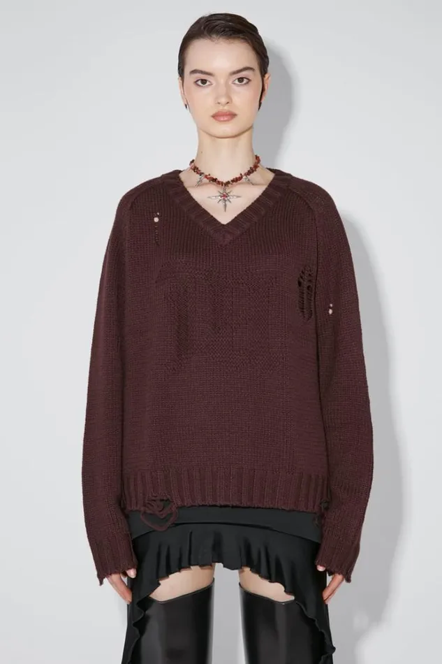 Knitwear Women MISBHV Distressed Knit Brown