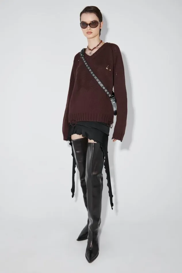 Knitwear Women MISBHV Distressed Knit Brown