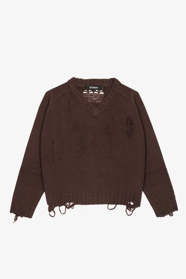 Knitwear Women MISBHV Distressed Knit Brown