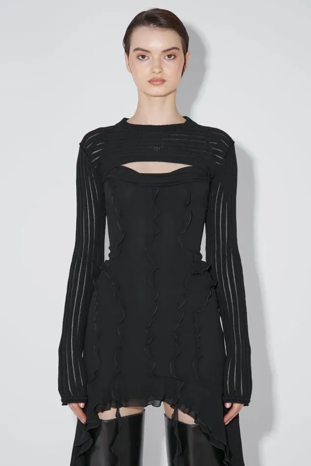 Knitwear Women MISBHV Monofilament Pinstripe Shrug Black
