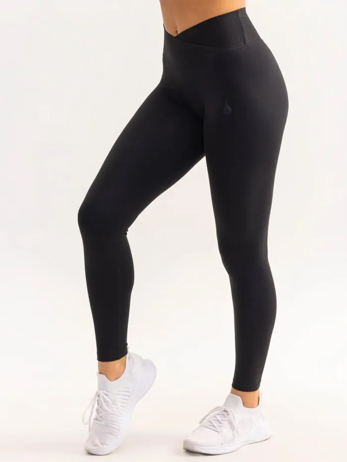 Leggings Womens Ryderwear Activate Cross Over Scrunch Leggings Black