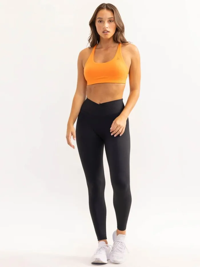 Leggings Womens Ryderwear Activate Cross Over Scrunch Leggings Black