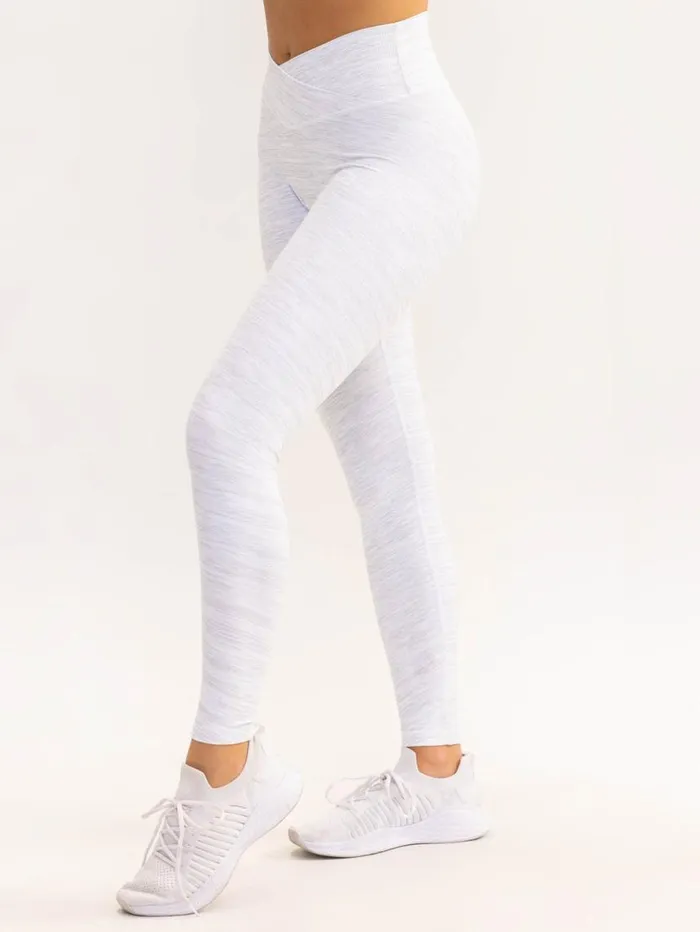 Leggings Womens Ryderwear Activate Cross Over Scrunch Leggings Snow Grey Marl