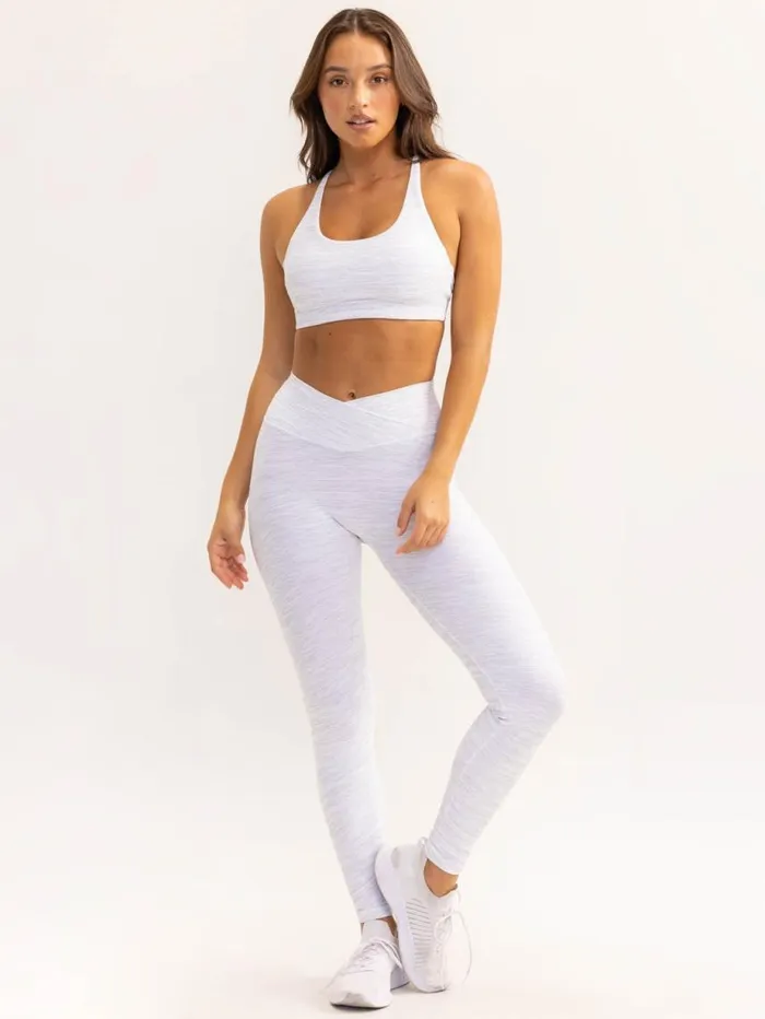 Leggings Womens Ryderwear Activate Cross Over Scrunch Leggings Snow Grey Marl