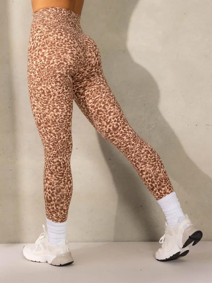 Leggings Womens Ryderwear Empower High Waisted Leggings Mocha Leopard
