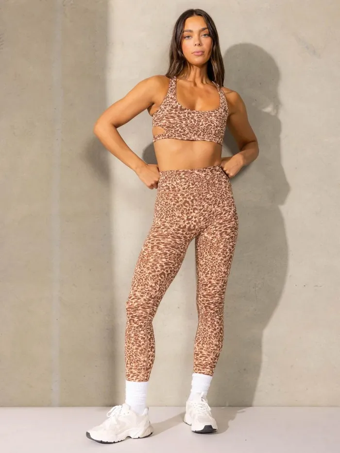 Leggings Womens Ryderwear Empower High Waisted Leggings Mocha Leopard