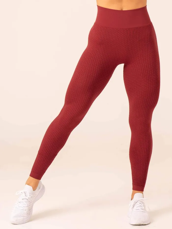 Leggings Womens Ryderwear Honeycomb Scrunch Seamless Leggings Berry