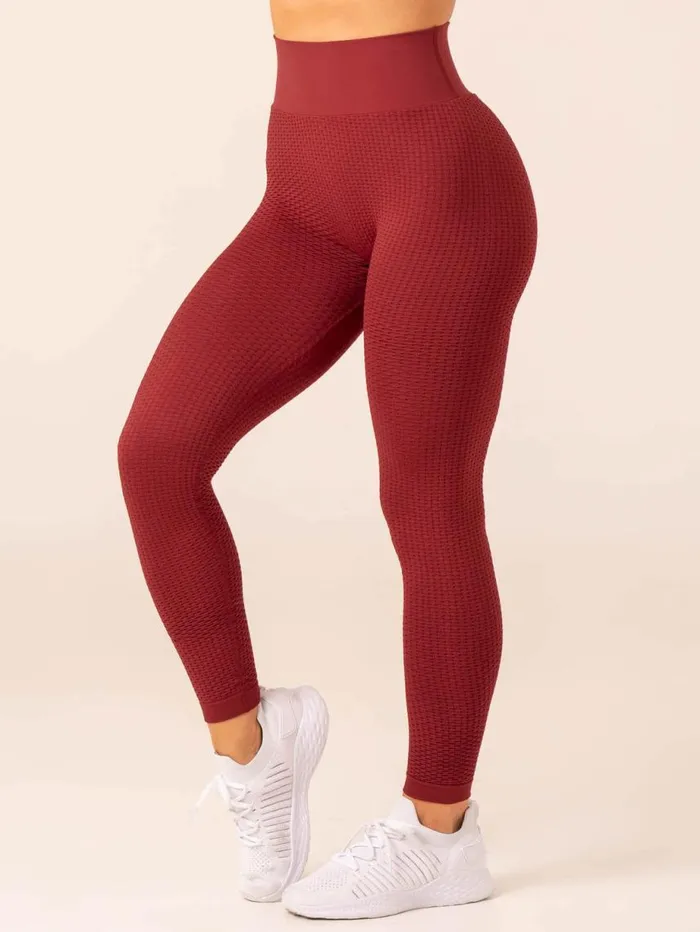 Leggings Womens Ryderwear Honeycomb Scrunch Seamless Leggings Berry
