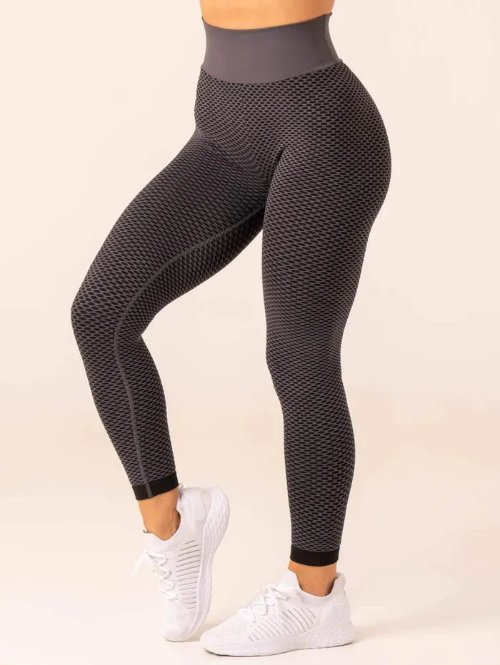 Leggings Womens Ryderwear Honeycomb Scrunch Seamless Leggings Charcoal