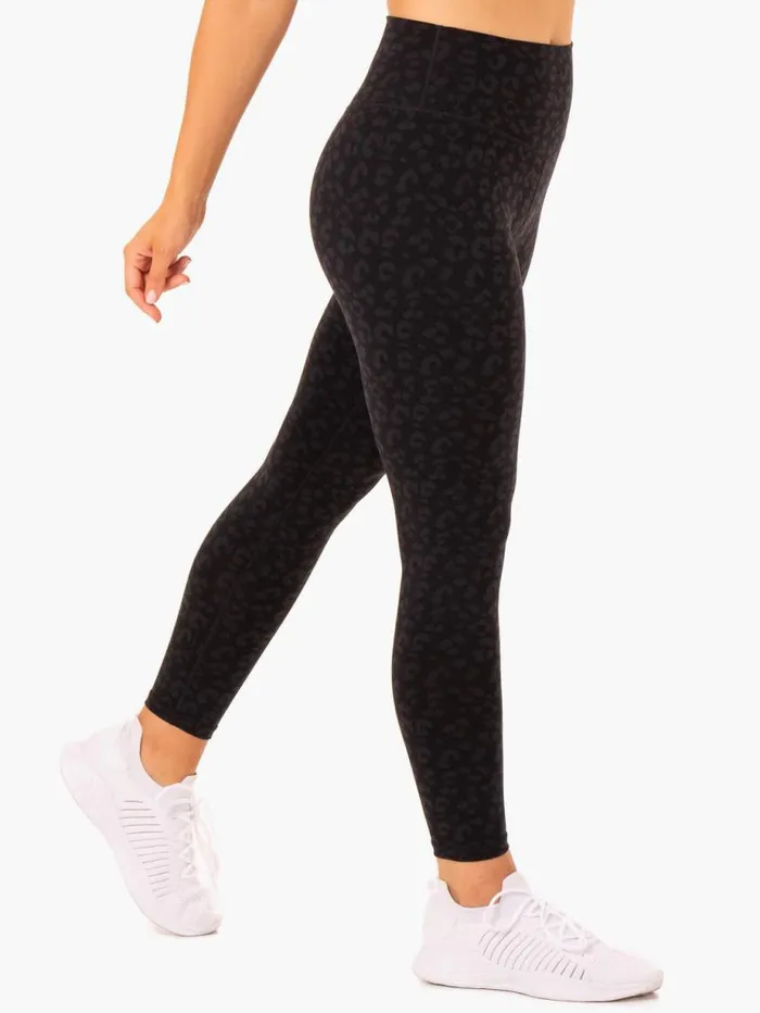 Leggings Womens Ryderwear Hybrid Full Length Leggings Black Leopard