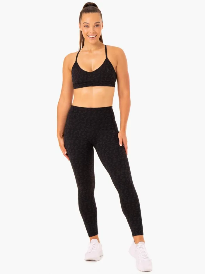 Leggings Womens Ryderwear Hybrid Full Length Leggings Black Leopard