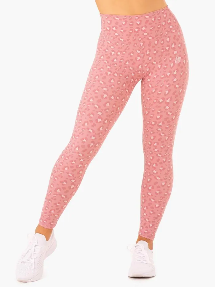 Leggings Womens Ryderwear Hybrid Full Length Leggings Pink Leopard